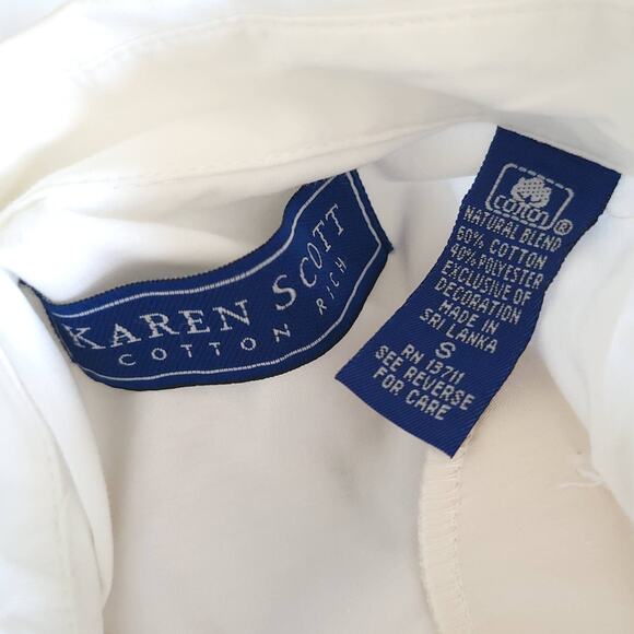 Karen Scott Teacher Button Front Shirt Apple Embroidery Plaid Trim Women Small - Picture 12 of 13